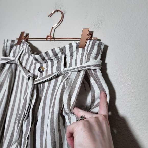 MADEWELL Striped Linen-Blend Paperbag Pants Size 2 - Picture 5 of 13